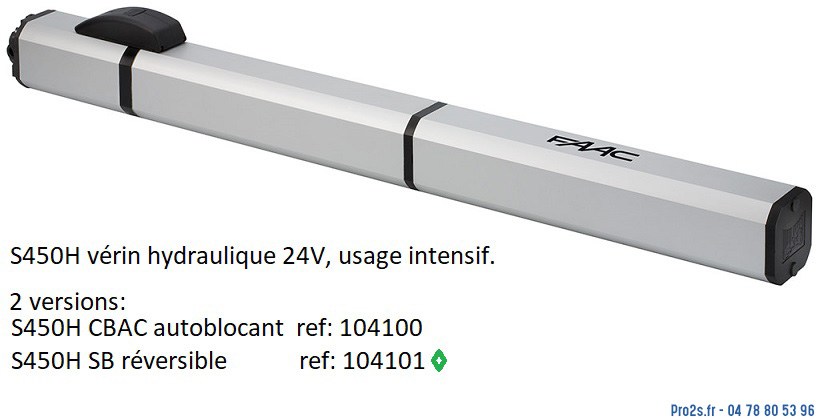 telecommande faac verin s450h sb 104101 face