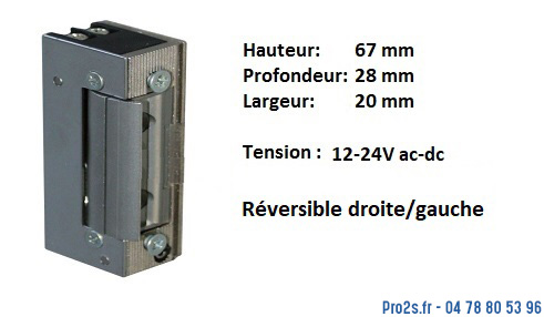 telecommande gache-12-24V standard ga10 face