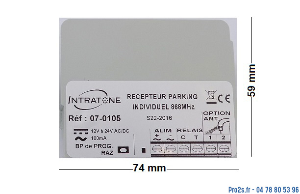 telecommande intratone recept mini1 07-0105 face