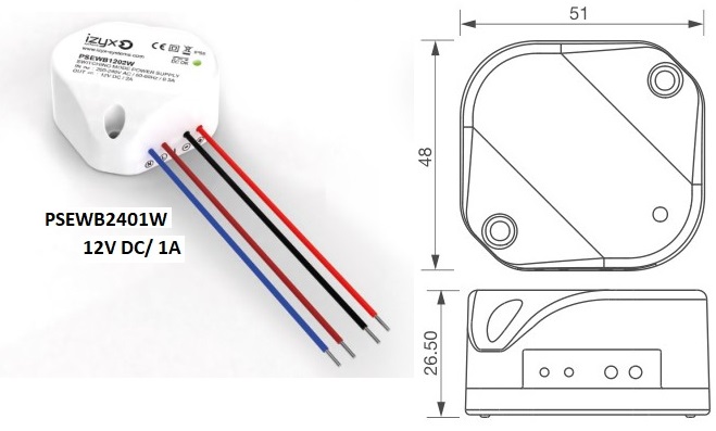 telecommande izyx alim mini psewb2401w face