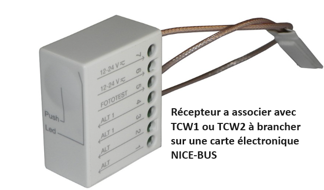 telecommande nice irw recept pour TCW1-2 face