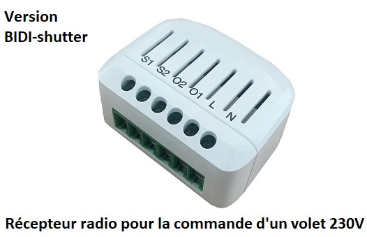 telecommande nice recepteur-230v bidi-shutter cde-volet face