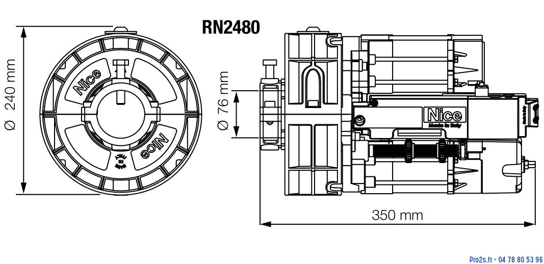 telecommande nice rondo rn2480 face