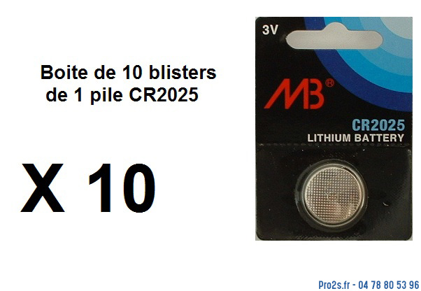 telecommande pile boite 10x cr2025 face