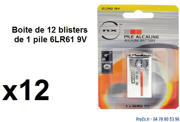 telecommande pile boite 12x 6lr61-9v face