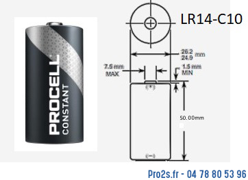 telecommande pile procell lr14 c10 face